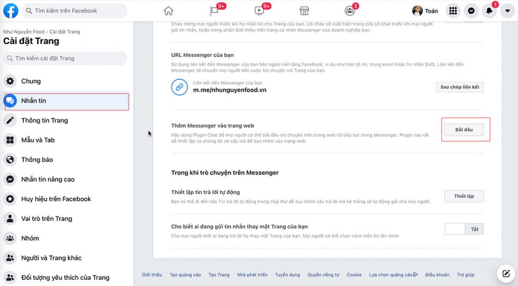 Làm thế nào để cài nút chat facebook messenger vào website